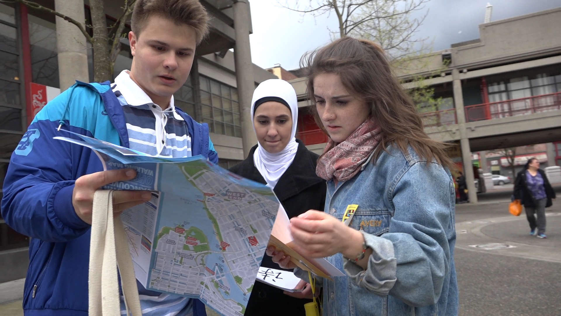 Stephen Chankov, Sujood Thraya, and Delphine Durand-Roy decide how to get to their next challenge.