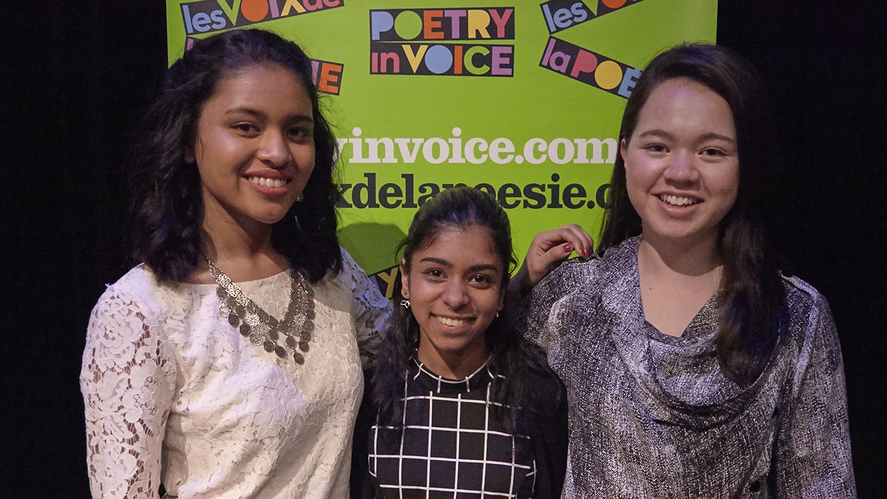 Bilingual Stream competitors Marie Foolchand, Elizabeth Vaz and Gabrielle Nebrida-Pepin after the show