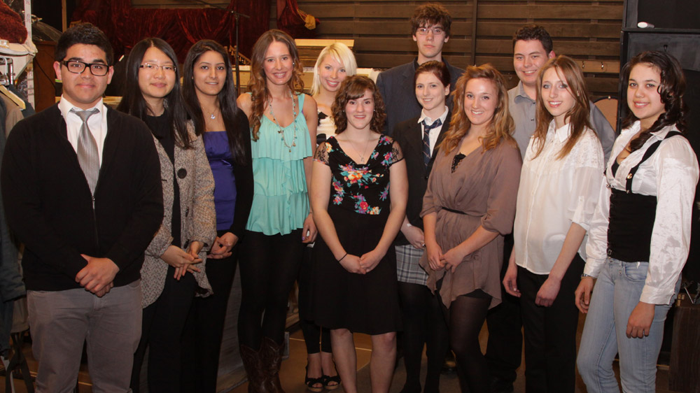 Finalists, left to right, backstage before the competition: David Castillo, Anna Jiang, Malvika Chowdry, Lily MacLeod, Amelia Druskis, Mélodie Cyr, Spencer Slaney, Victoria Campbell, Brogan Carruthers, Jonathan Welstead, Estera Musiala, Suzanna Alsayed