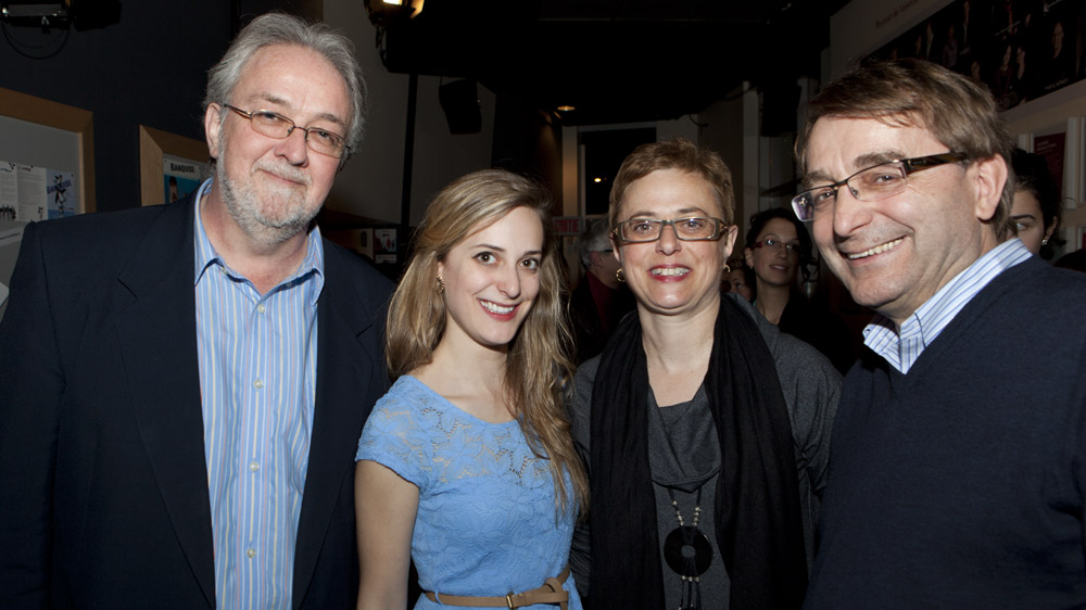 Eve Mangin, Quebec Finals Champion, with her parents and Guy Marchamps (left).