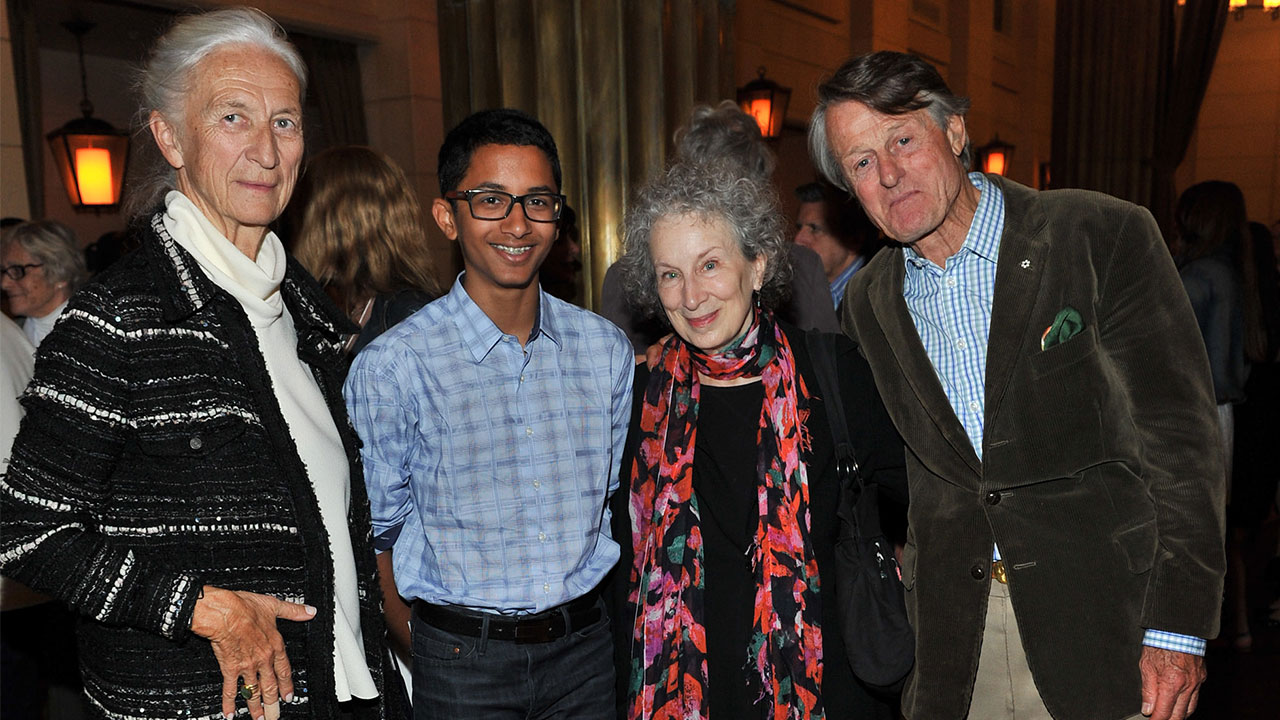 Krystyne Griffin, Khalil Mair, Margaret Atwood, and Scott Griffin at the party after the show. 